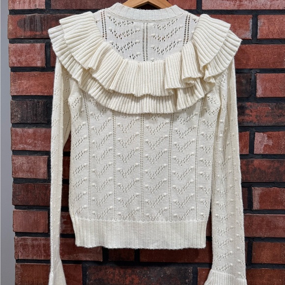 TULAROSA Manny Ruffle Sweater In Ivory - Picture 6 of 10